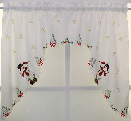 Curtain Shop Par Muñeco Nieve Bordado 58w X 36l