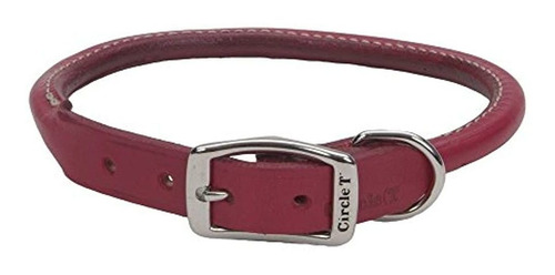 Collar De Perro Roble Piel Curtido, 1 ''x 22,'' Rojo