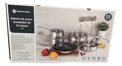 Members Mark Mx20 Batería De Cocina De Acero Inoxidable Color Plata
