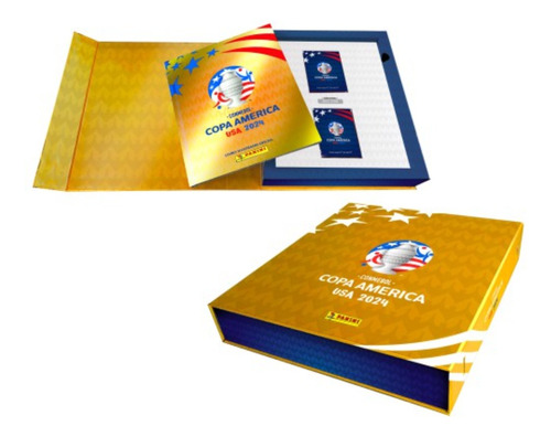Kit Box Premium Copa América 2024 Álbum Dourado 50 Envelopes