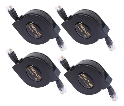 . 4x Cable De Red Retráctil Ultra Plano Cat6 Rj45 Ethernet