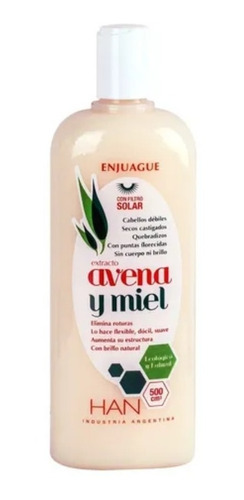 Enjuague Cabellos Debiles Con Avena Y Miel - Han 500ml