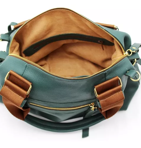 Bolsa Feminina de Couro Legítimo com Bolso Externos