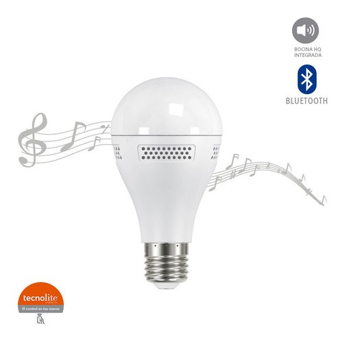 Foco Bocina Bluetooth Tecnolite Música 9w Luz Blanca Fría Color de la luz Luz de día