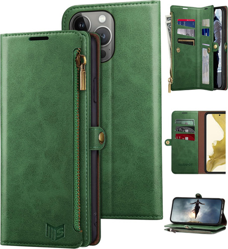 Funda Suanpot Para iPhone 14 Pro Wallet Green