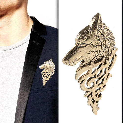 Broche Prendero Pin  Lobo Para Traje Solapa De Hombre  