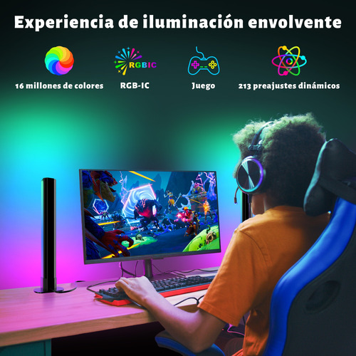 Barra De Luz Led Rgbic 30cm Bluetooth Escritorio Lámparas