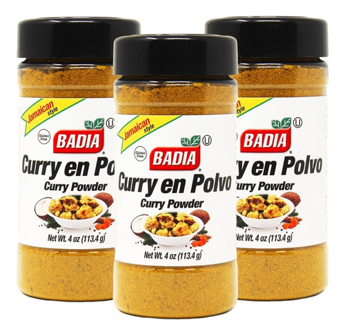 3 Frascos Curry En Polvo Badia 113.4g Curry Powder 4oz