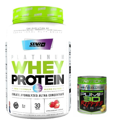 Combo Platinum Whey Protein + Pump 3d Ripped Sabor Strawberry