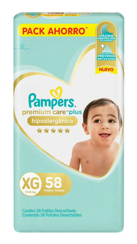 Pañales Pampers Premium Care Xg 58 Unidades 