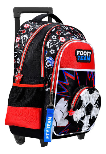 Mochila Escolar Carro 18  Con Luz Led Pelota Footy