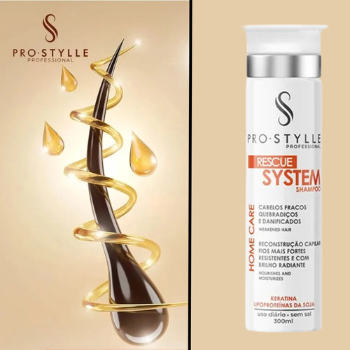 Shampoo Home Care Rescue System 300ml Cabelos Fracos S/ Sal
