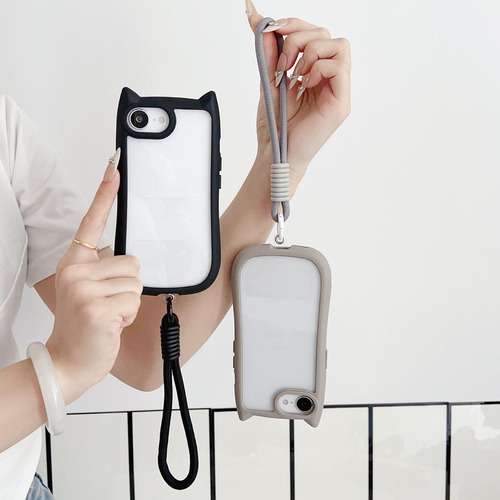 Funda De Acrílico Transparente Transparente Con Orejas De Gato Aptas Para Teléfono Apple 16e 16promax, Corta, A Prueba De Golpes