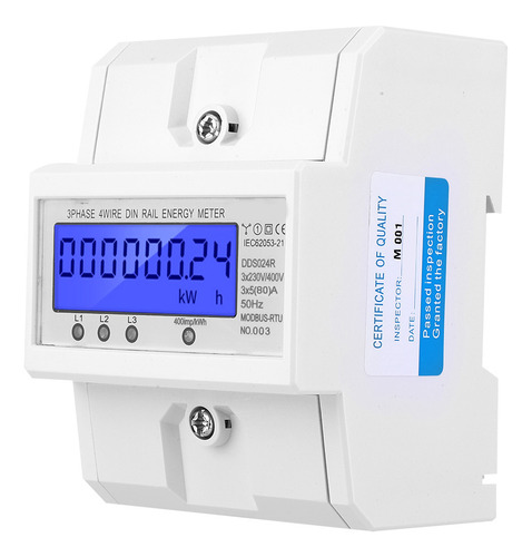 Medidor De Kwh, Trifásico, 4 Hilos, Consumo De Energía, Riel