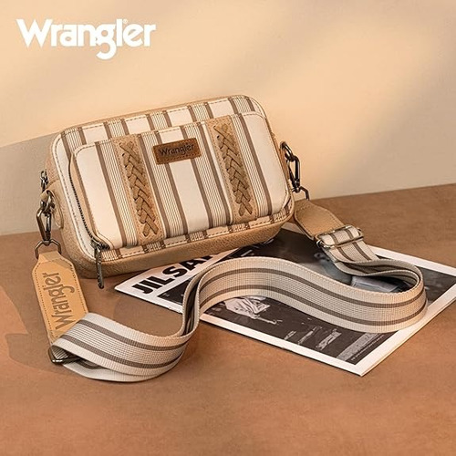 Cartera Deportiva Wrangler Cowgirl D Importada Original Caqui Rayas