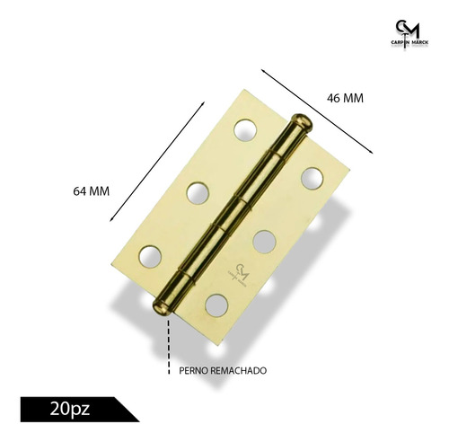 Bisagra 2 X 1 1/2 Laton Dorado De Libro Caja 20 Pz Phillips