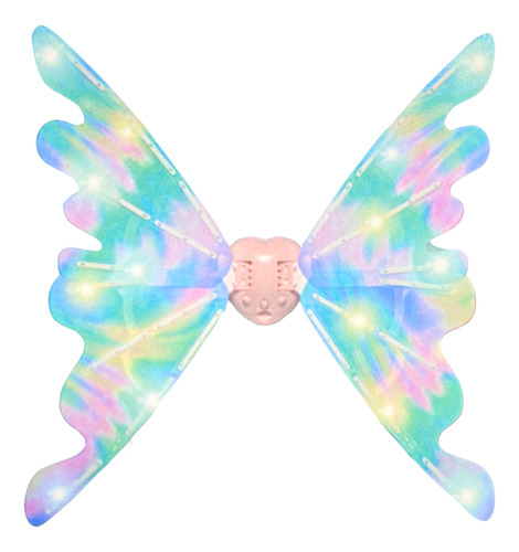 Alas Mecanicas Mariposa A Bateria Luces Led Multicolor Celeste Ajustable