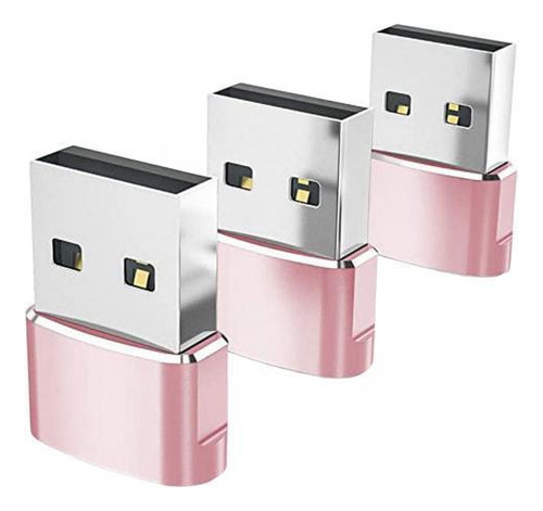 4 Convertidor Rápido De Enchufe Adaptador Tipo.1 A Usb Rosa