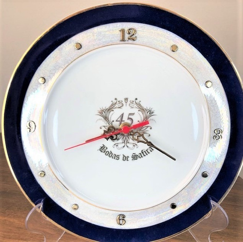 Imagem 2 de 5 de Relógio Bodas De Safira 45 Anos De Casamento 28cm