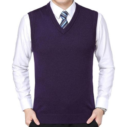 Sweater Vest Men Chaleco De Lana De Punto Sin Mangas Para Ho