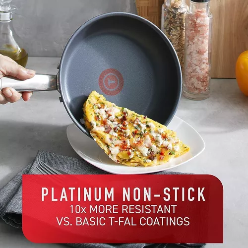 T-fal Sartén de acero inoxidable platino de 12 pulgadas, apta para horno de  inducción de hasta 500 °F, utensilios de cocina, ollas y sartenes, apta