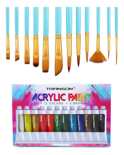 Transon Juego 12 Pincel Para Pintura Artistica Acrilica