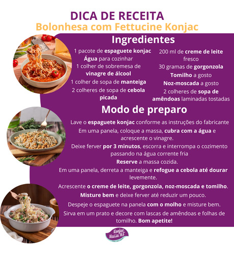 Konjac Tipo Macarrão Espaguete 1kg Saudável Zero Gordura