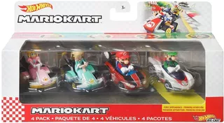 Hot Wheels Mario Kart Pack X 4 Mario,luigi,peach Y Rosalina