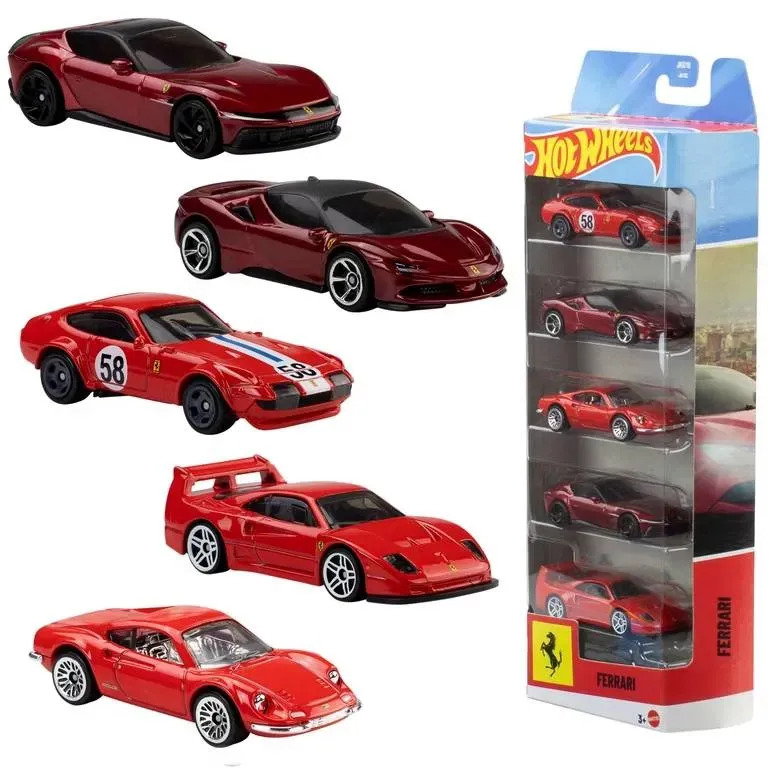 Hot Wheels x5 Vehículos A Escala Ferrari 3+ Años En Metal Jkg16