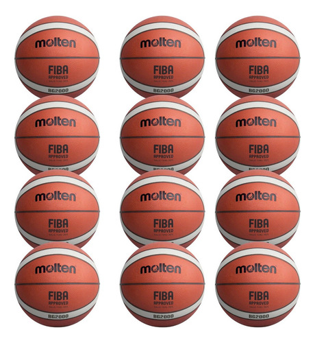 Balon Molten Mayoreo 12 Pzas Basquetbol Exterior Msi No.7 Color Naranja/beige