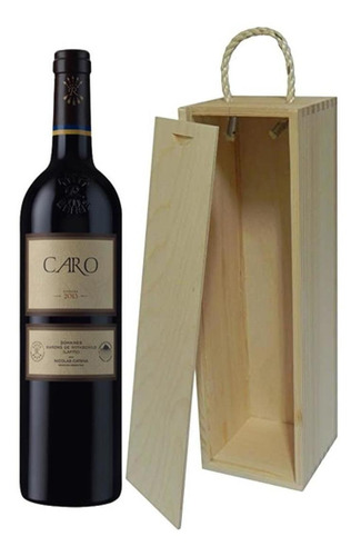 Estuche Madera Vino Caro Blend Laura Catena X 750cc