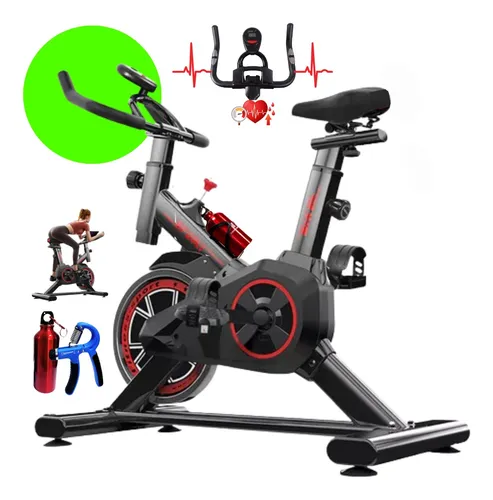 Bicicleta Ergométrica Spinning Profissional Fitness Academia Sport 120 Kgs Preto Premium Bike academia para Cardio e Musculação com base + brinde SQUEEZEBAR