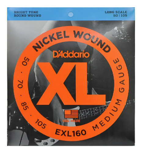 Daddario Exl160 Cuerdas Para Bajo Electrico 50-105 Nickel