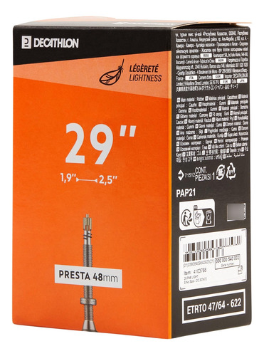 Cámara De Aire Mtb De 29 X 1.9-2.5 Presta 48 Light Decathlon