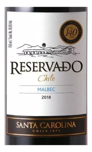 Vinho Tinto Chileno Reservado Malbec 750ml Santa Carolina