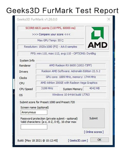 Tarjeta Gráfica Amd 51risc Rx6600 8g 1792sp 128bit Gddr6