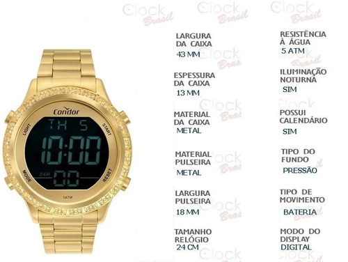 Relógio Condor Feminino Digitaltal Dourado Cobj3463ah/4d