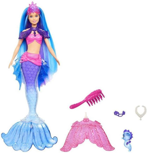 Muñeca Barbie Sirena Mermaid Power Con Caballito De Mar