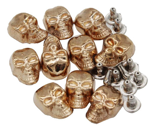 10 Conjuntos De Forma De Cráneo Remaches Stud Para Oro