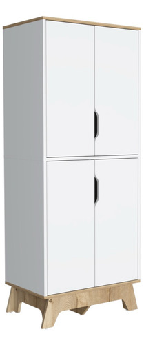 Mueble Microo + Alacena De Cocina - Bicolor Blanco/duna
