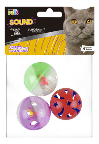 Juguete Para Gato Set Pelotas 3 Pz Fancy Pets Sound