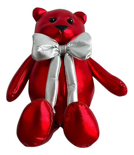 Peluche Oso Rojo Metalico 40 Cm Grande Navideño Navidad F