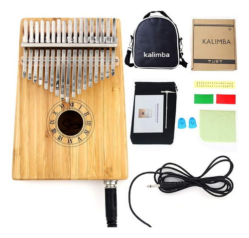 Smiger Electric Kalimba 17 Teclas Thumb Piano Solid Bamaboo 