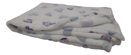 Manta Polar Soft Estampadas Luminosas Corazones Blanco