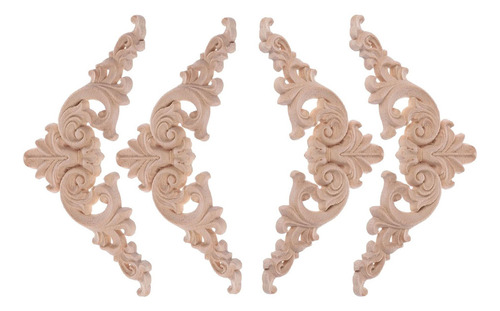 4x Madera Tallada Apliques Esquina Onlay Tallado El 12x12cm