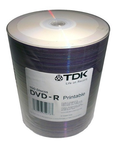 Dvd Tdk X 100 Imprimible  8x En Bulk