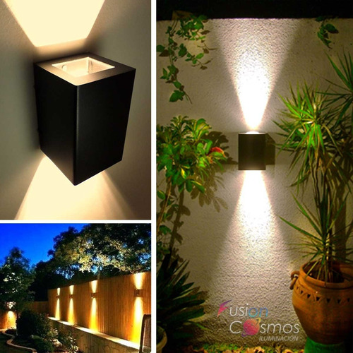 Imagen 2 de 10 de Aplique Pared Exterior Luz Transformable 9 Efectos Led 12w
