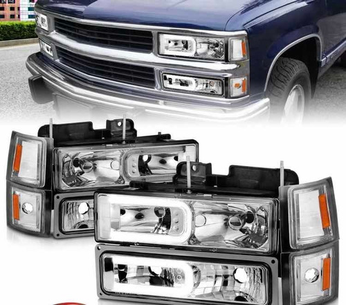 Faros Delanteros Cromado Barra En U +cuartos Led Chevt 88-98