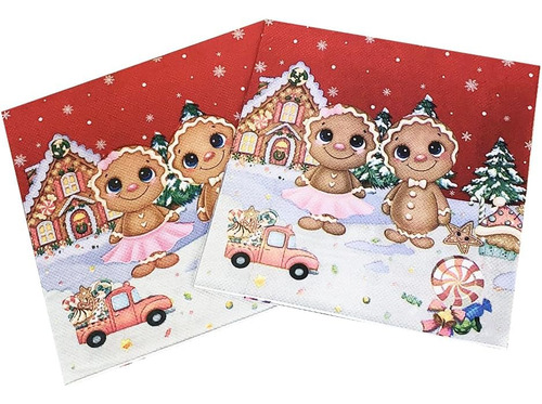 40 Uds. Servilletas Navideñas De Osos Para Decoración De Bañ