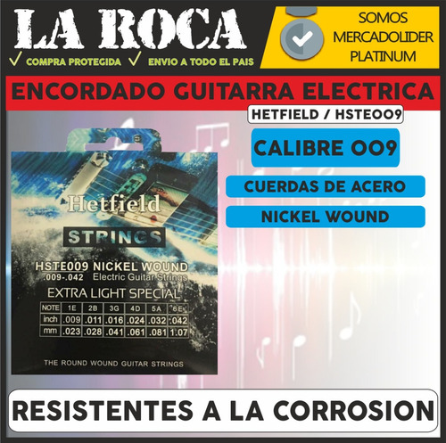 Imagen 3 de 10 de Encordado Guitarra Electrica 009 Hetfield Hste009
